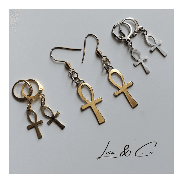 Boucles d&#039;oreilles Ankh croix de vie égyptienne LEIA&amp;CO