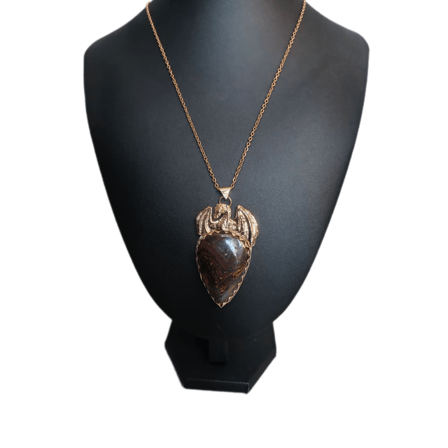 Amulette dragon doré avec pierre tigre de fer LEIA&CO