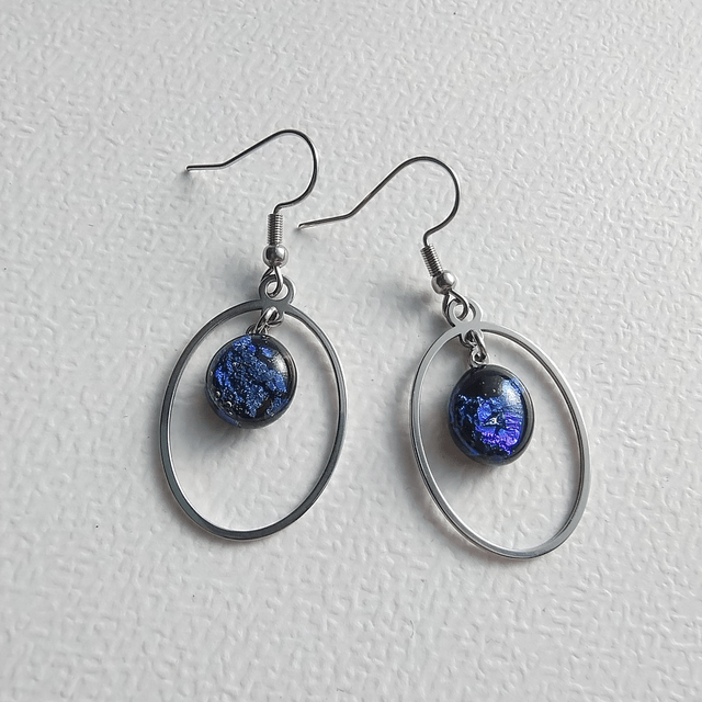 Boucles d'oreilles pendantes avec verre dichroïque multicolore LEIA&CO