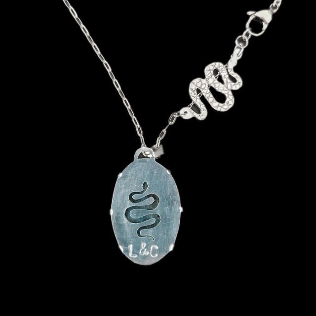 Collier serpent et Labradorite verte et marron LEIA&CO