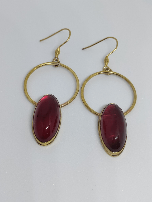 Boucles d'oreilles pendantes avec pierres rouges LEIA&CO