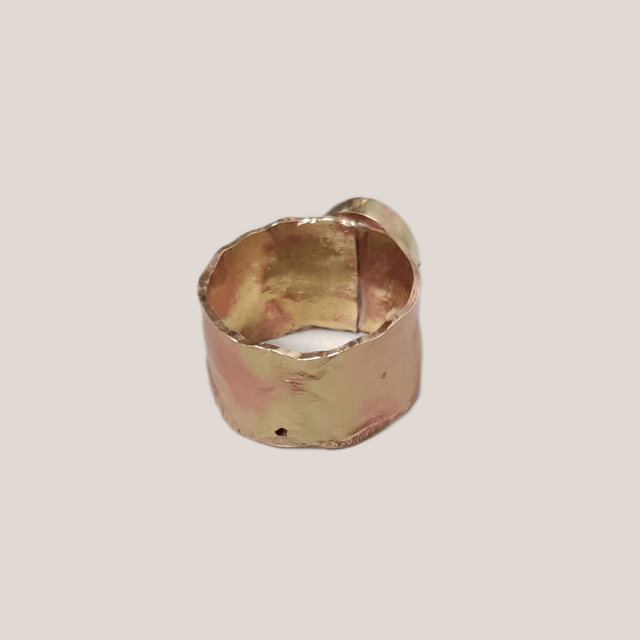 Bague laiton réticulé effet froissé avec opalite LEIA&CO