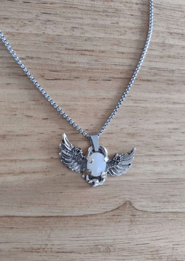Collier amulette Khepri Scarabée égyptien avec pierre de Lune LEIA&CO