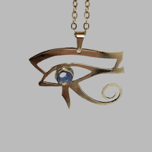 Pendentif symbole égyptien oeil d'Horus doré avec Opalite LEIA&CO