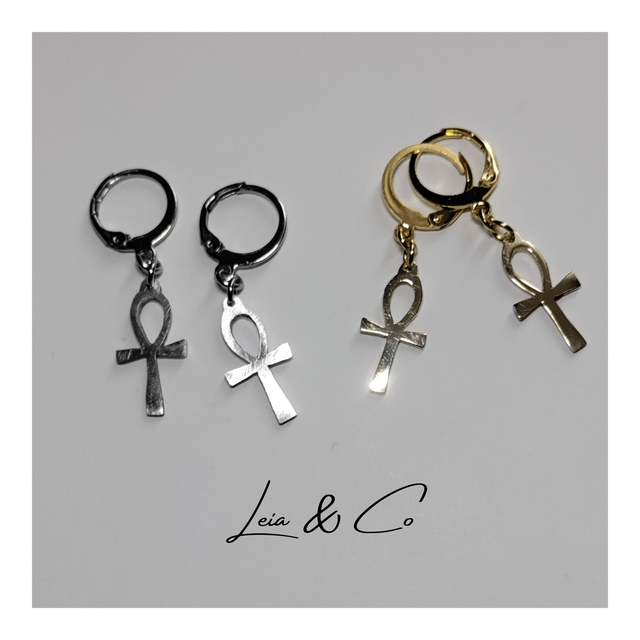 Boucles d'oreilles Ankh croix de vie égyptienne LEIA&CO