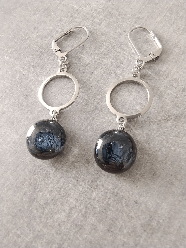 Boucles d'oreilles pendantes avec verre dichroïque multicolore LEIA&CO